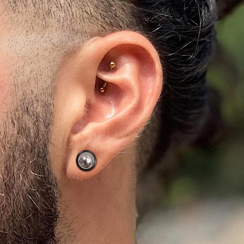 Earblity 1.6mm-24mm Full Size Stainless Steel Ear Stretching Kit with 2PCS O-Rings/Pair,Comfy Pain-free Single Flared Dead Stretching Gauges Tunnels Plugs,Black Silver Body Piercing - Image 3